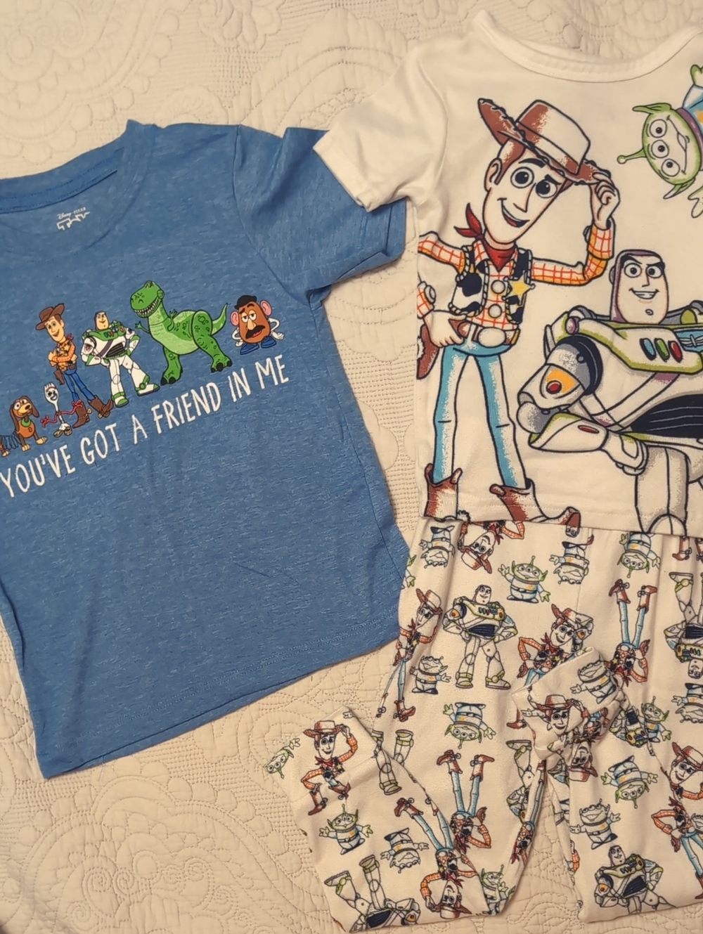Toy Story Kids Tee & Pajama Set - Blue & White